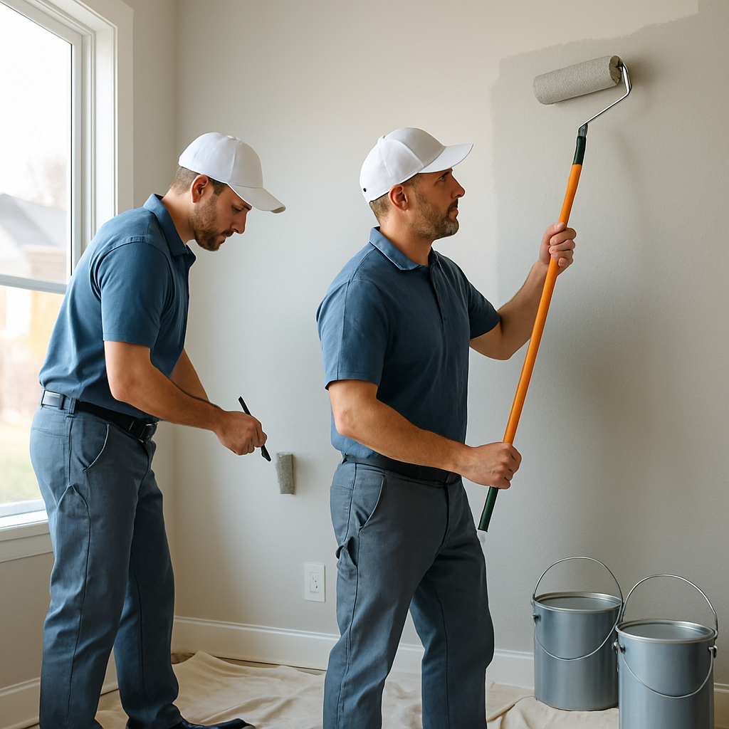 Arctic Painting crew rolling fresh paint onto an interior wall in a Denver home