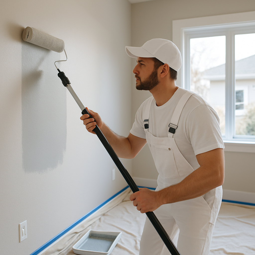 Fercho Painting crew rolling fresh paint on an interior wall in a Denver home