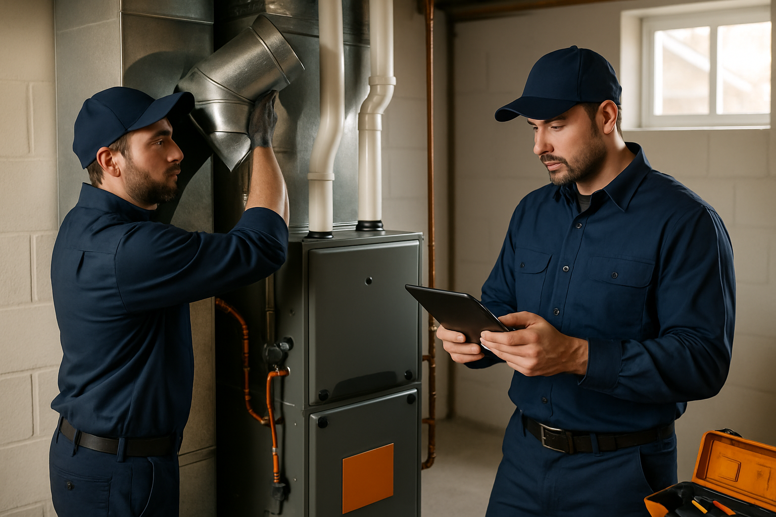Lucero's Air Care technician and service van at a Commerce City home