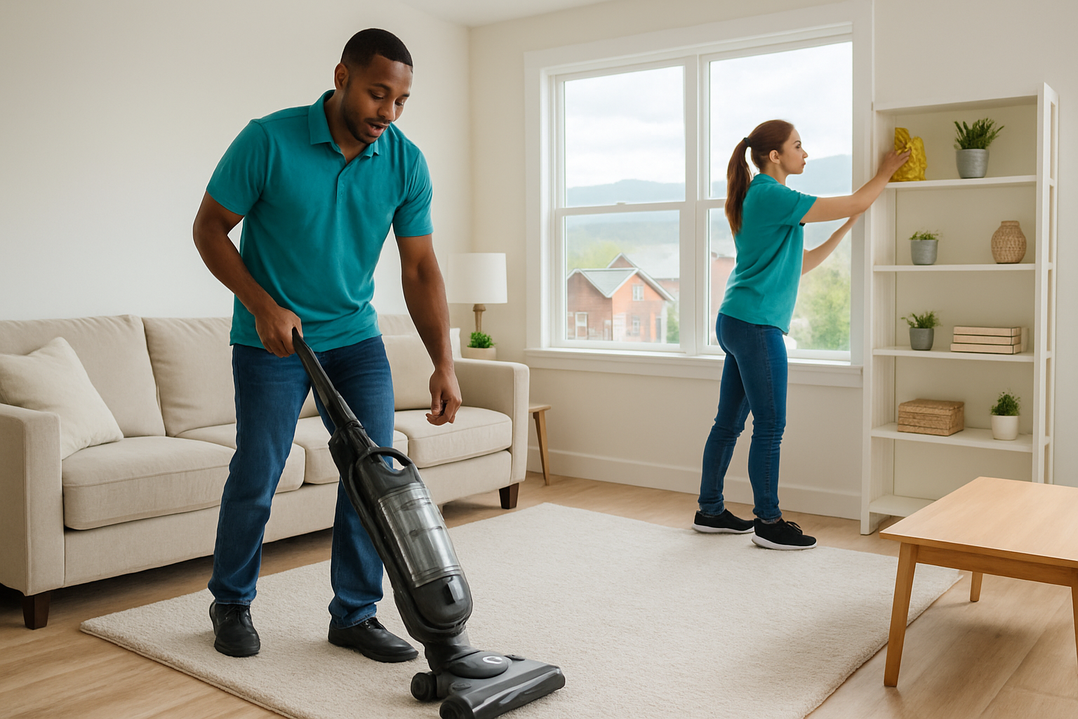 Matjaro Cleaning team member wiping down a kitchen counter in a Denver home