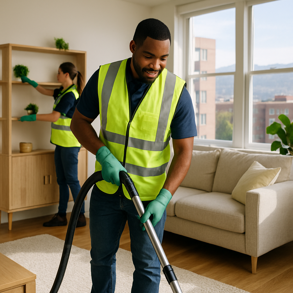 Stand Up Cleaning LLC team member cleaning a kitchen in Denver
