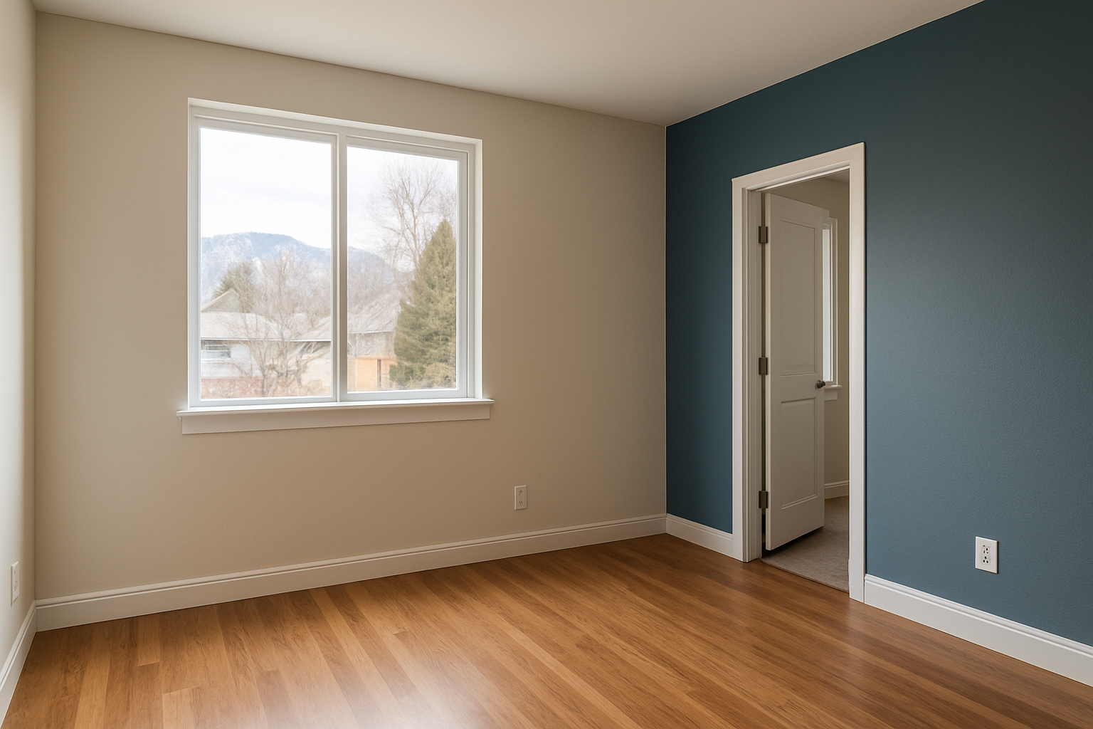 Freshly painted, smooth-finished interior room completed by Trevino Custom Drywall and Paint in Denver